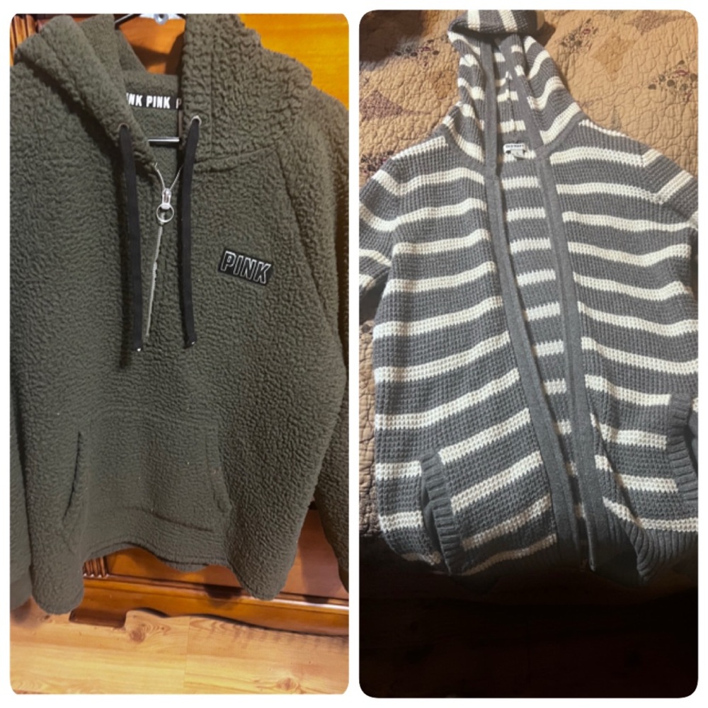 Old navy hooded cardigan and PINK brand hooded Sherpa